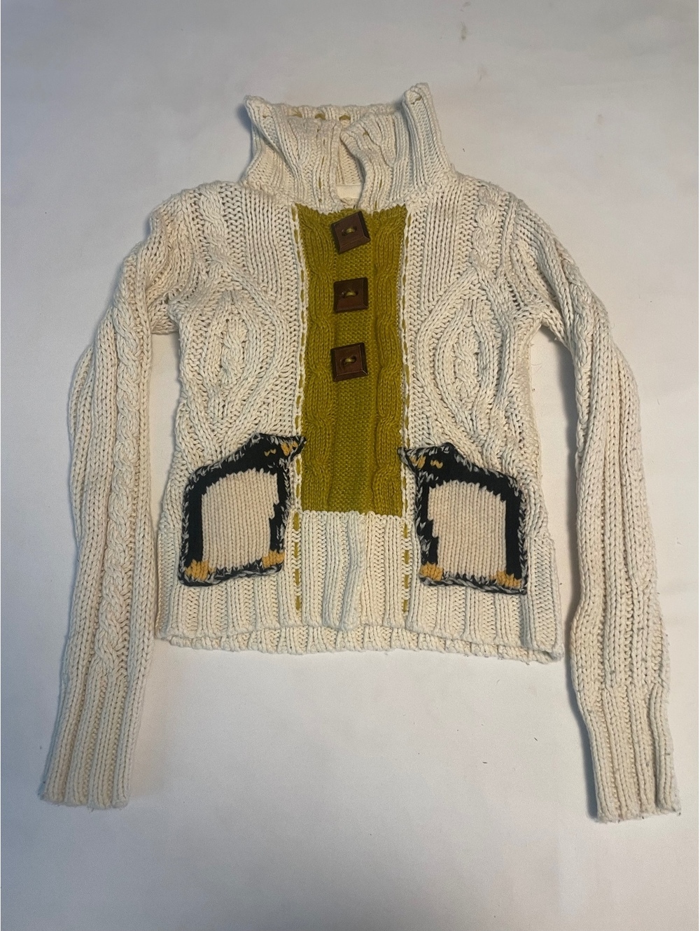 Field Flower Women's Chunky Knit Turtleneck Sweater with Button Detail and Pouch